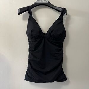 Tommy Bahama Black Swim Top Tankini V neck halter  Size Small